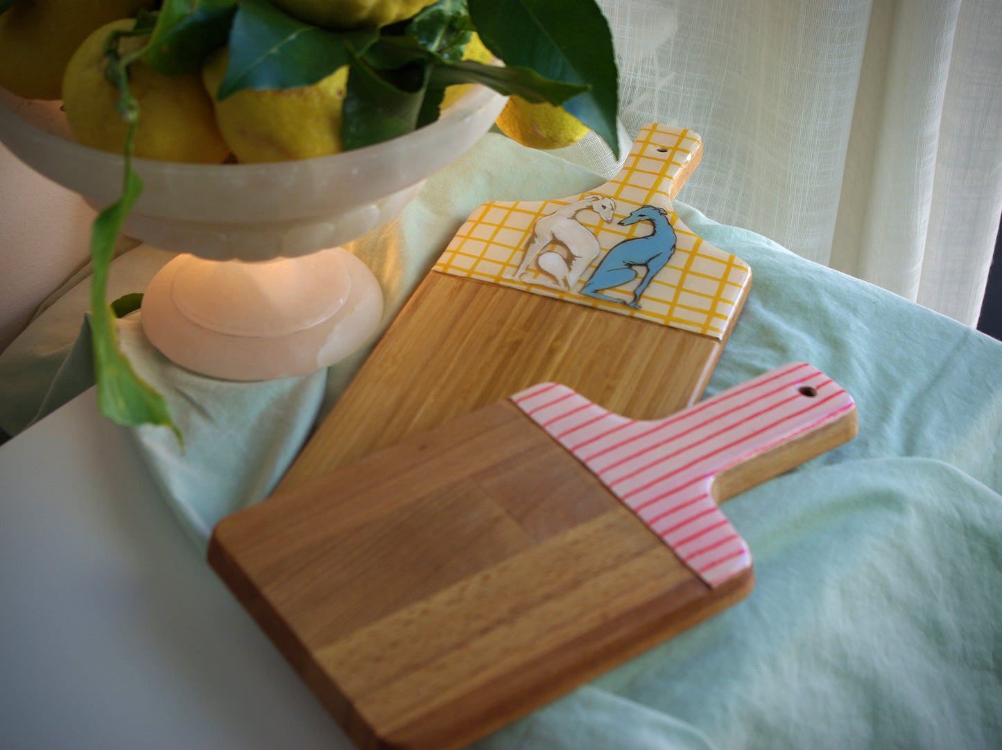 Tabla de  cocina de madera linea roja